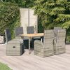vidaXL Ensemble &agrave; manger de jardin et coussins 7 pcs gris rotin