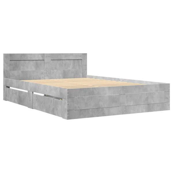vidaXL Cadre de lit et t&ecirc;te de lit sans matelas gris b&eacute;ton 140x190 cm