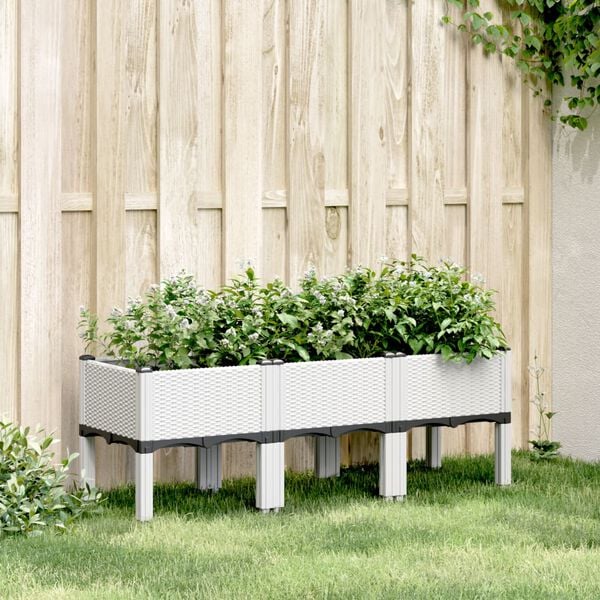 vidaXL Jardini&egrave;re avec pieds blanc 120x40x42 cm PP