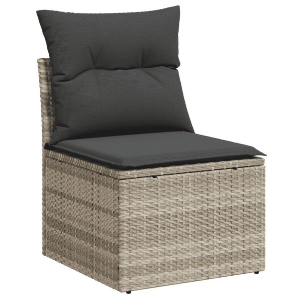 vidaXL Salon de jardin avec coussins 3 pcs gris clair r&eacute;sine tress&eacute;e