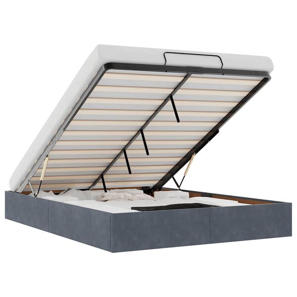 vidaXL Cadre de lit ottoman sans matelas gris foncé 140x190 cm velours