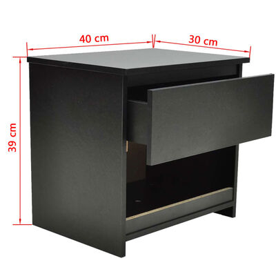 vidaXL Table de chevet 2 pcs avec 1 tiroir Noir