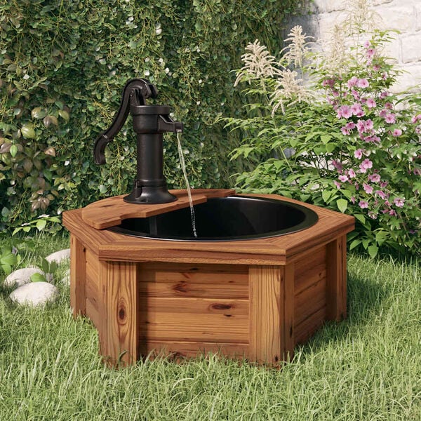 vidaXL Fontaine &agrave; eau avec pompe 57x57x53 cm Bois de sapin massif