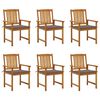 vidaXL Chaises de jardin avec coussins lot de 6 Bois d'acacia massif