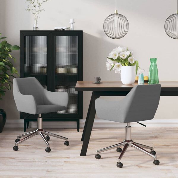 vidaXL Chaises pivotantes &agrave; manger lot de 2 Gris clair Tissu