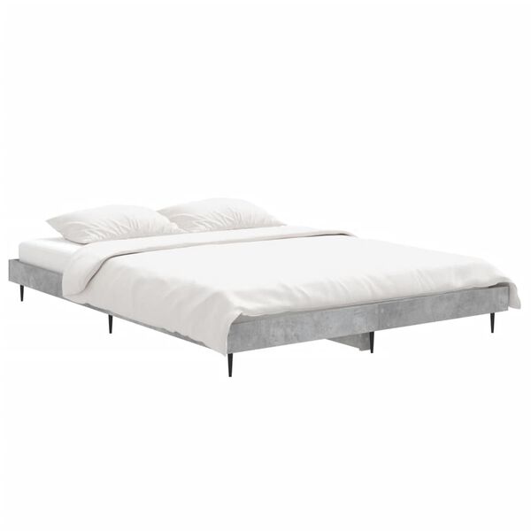vidaXL Cadre de lit sans matelas gris b&eacute;ton 135x190 cm