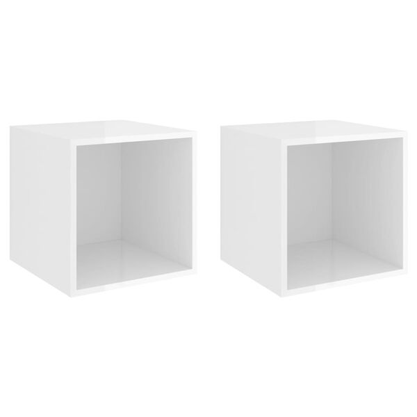 vidaXL Armoires murales 2 pcs Blanc brillant Bois d&rsquo;ing&eacute;nierie