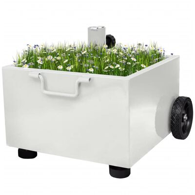 vidaXL Pot de plantes et support de parasol d'extérieur 2-en-1 Blanc