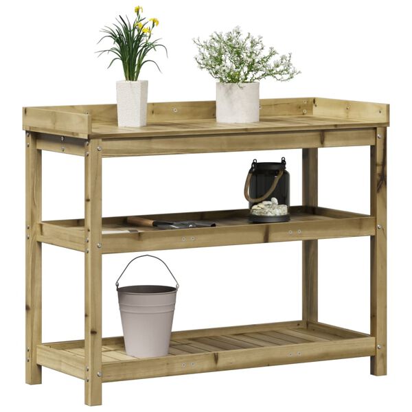 vidaXL Table de rempotage avec étagères 108x45x86,5 cm bois massif pin