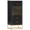 vidaXL Armoire &agrave; tiroirs Noir et dor&eacute; 45x30x105 cm Bois de manguier