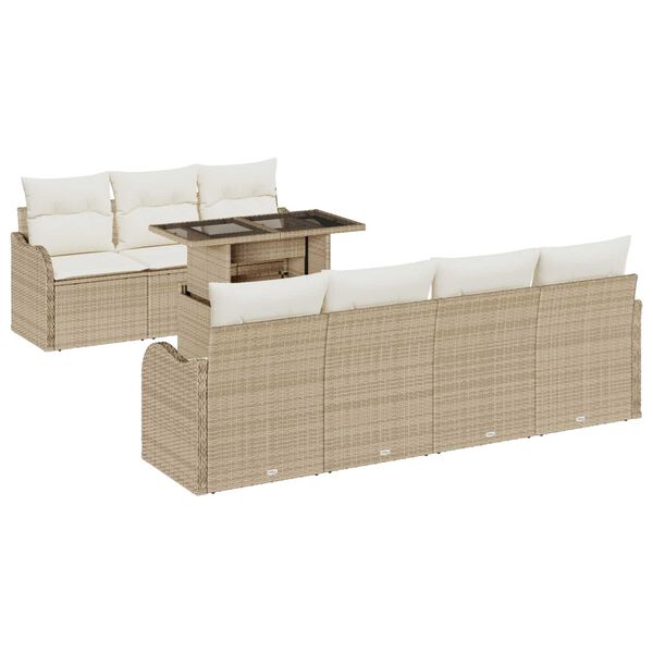 vidaXL Ensemble de canap&eacute; de jardin 8 pcs Beige Poly Rattan
