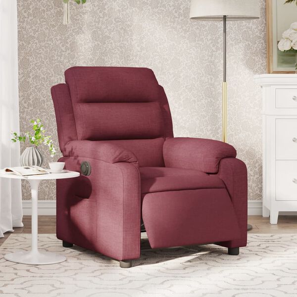 vidaXL Fauteuil inclinable &eacute;lectrique Rouge bordeaux Tissu