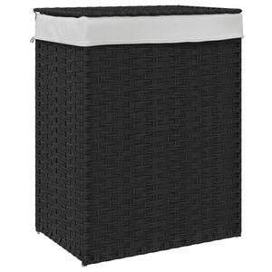 vidaXL Panier &agrave; linge avec couvercle noir 46x33x60 cm r&eacute;sine tress&eacute;e