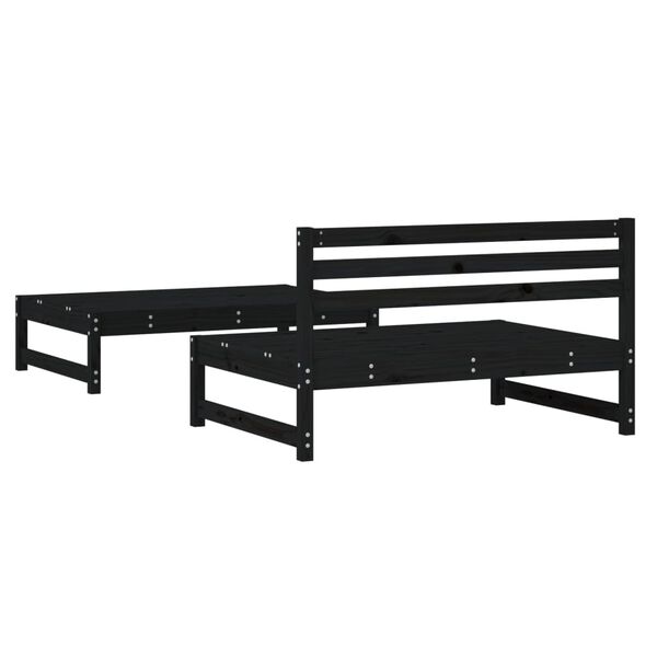 vidaXL Salon de jardin 2 pcs noir bois massif de pin