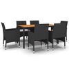 vidaXL Ensemble &agrave; manger de jardin 7 pcs R&eacute;sine tress&eacute;e Noir
