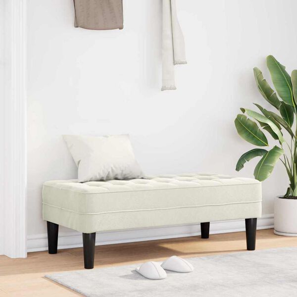 vidaXL banc avec coussin Cr&egrave;me 113 x 57 x 39 cm Velours