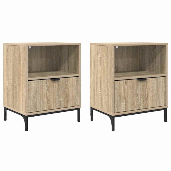 vidaXL Tables de chevet avec tiroir 2 pcs Ch&ecirc;ne sonoma 49 x 36 x 61 cm