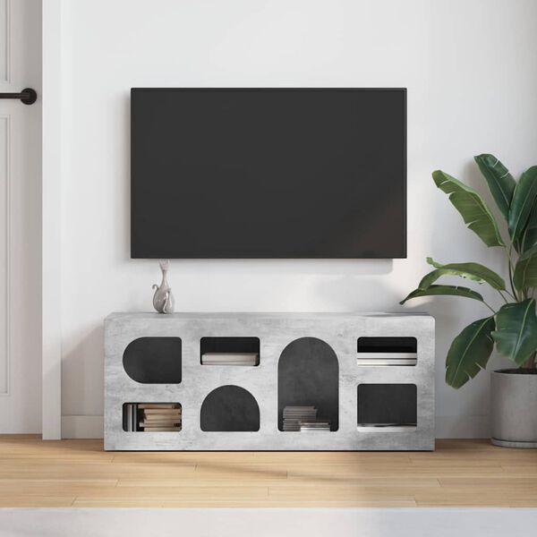 vidaXL Meuble TV Gris b&eacute;ton 100 x 35 x 40 cm Bois d'ing&eacute;nierie