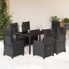 vidaXL Ensemble &agrave; manger de jardin coussins 7pcs Noir R&eacute;sine tress&eacute;e