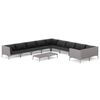 vidaXL Salon de jardin 11 pcs avec coussins R&eacute;sine tress&eacute;e Gris fonc&eacute;