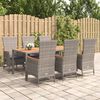 vidaXL Ensemble &agrave; manger de jardin et coussins 7 pcs gris rotin
