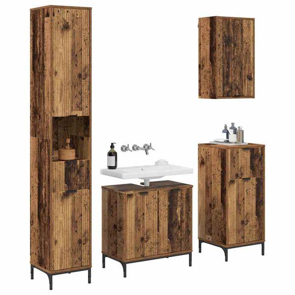 vidaXL Ensemble de mobilier de salle de bain avec tiroir Bois Ancien