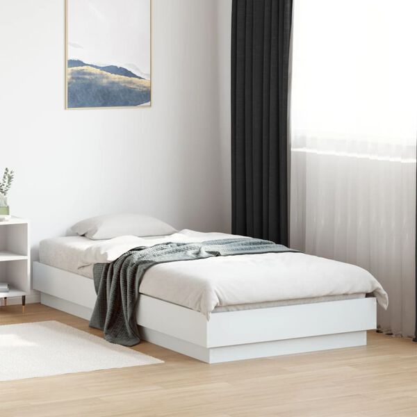 vidaXL Cadre de lit sans matelas blanc 75x190 cm bois d'ingénierie