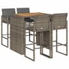vidaXL Ensemble de bar de jardin 5 pcs avec coussins gris poly rotin
