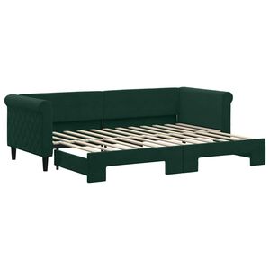 vidaXL Lit de jour avec gigogne sans matelas vert fonc&eacute; 80x200 cm