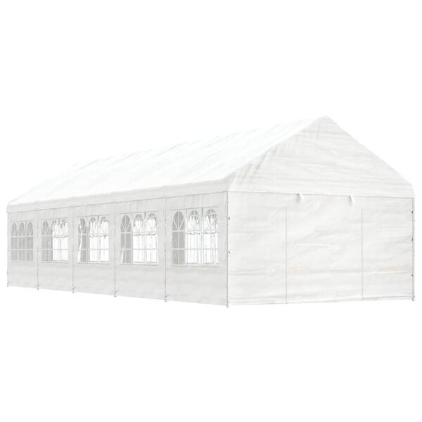 vidaXL Belv&eacute;d&egrave;re avec toit blanc 11,15x4,08x3,22 m poly&eacute;thyl&egrave;ne