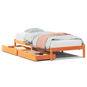 vidaXL Cadre de lit sans matelas cire marron 75x190 cm bois pin massif