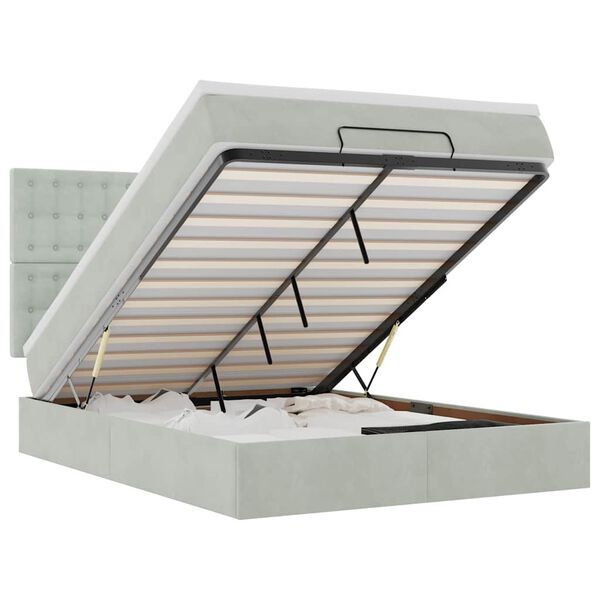vidaXL Cadre de lit ottoman et matelas gris clair 140x190 velours