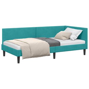 vidaXL Cadre de lit d'angle Turquoise 80 x 200 cm Velours