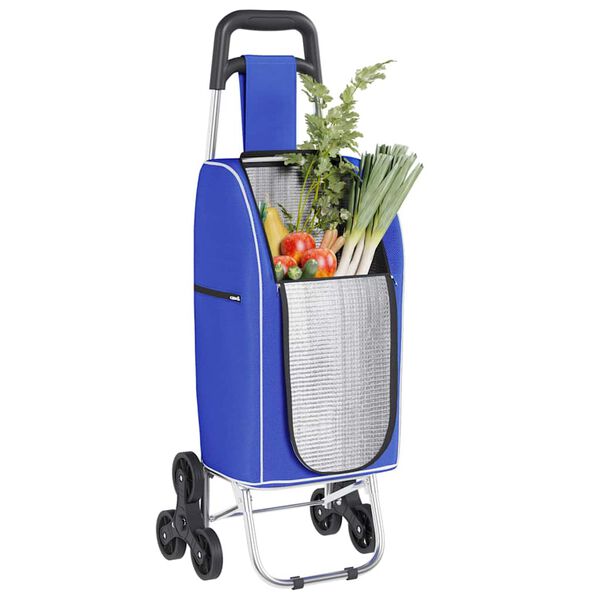 vidaXL Trolley de shopping Bleu 39,5 x 33 x 93 cm Tissu Oxford
