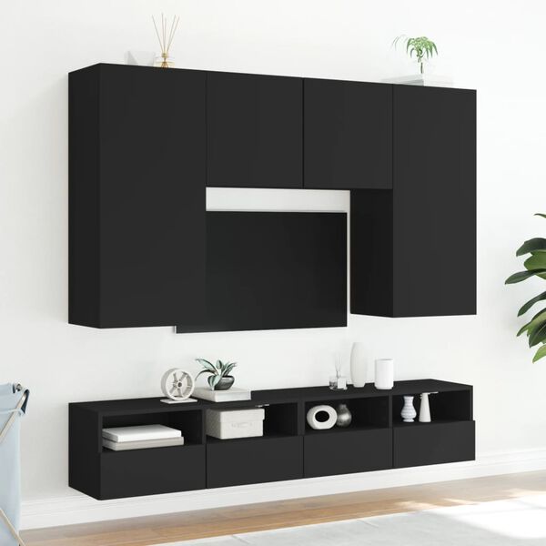 vidaXL Meuble TV mural noir 100x30x30 cm bois d'ing&eacute;nierie