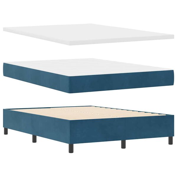 vidaXL Lit &agrave; ressorts avec matelas Bleu fonc&eacute; 160 x 200 cm Velours