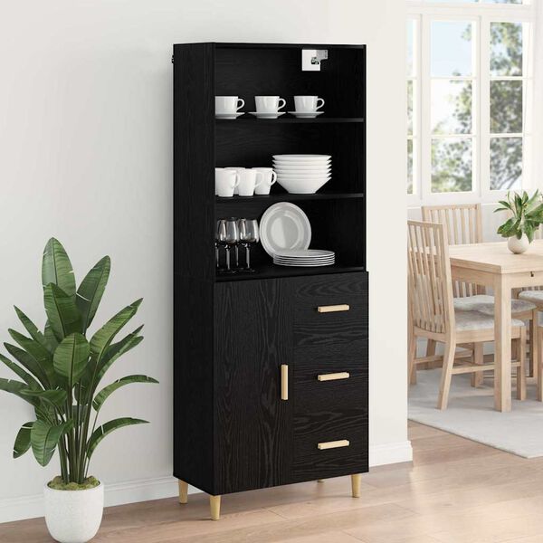 vidaXL Haut Armoire Ch&ecirc;ne noir 69,5 x 32,5 x 180 cm Bois d'ing&eacute;nierie