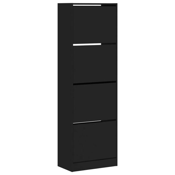 vidaXL Armoire à chaussures 4 tiroirs rabattables noir 60x34x187,5 cm