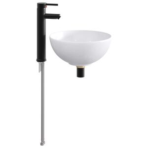 vidaXL Lavabo de salle de bain avec robinet et drain Noir Mat