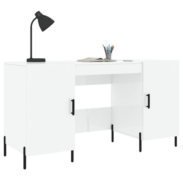 vidaXL Bureau Blanc brillant 140x50x75 cm Bois d'ingénierie