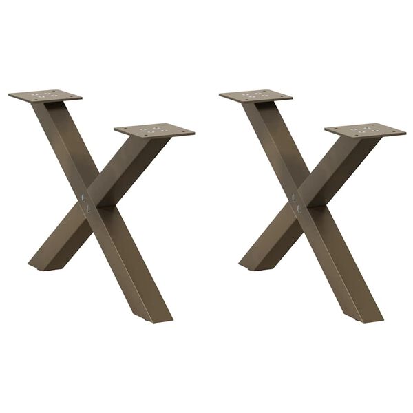 vidaXL Pieds de table basse en forme de X, 2 pi&egrave;ces, acier naturel, 60 x (30-31) cm