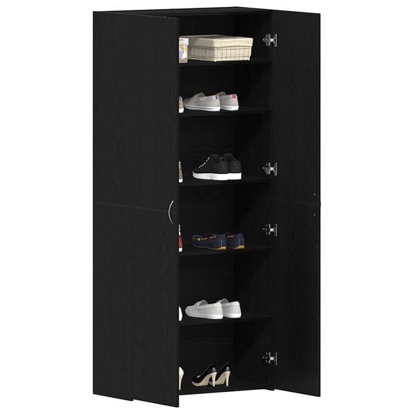 vidaXL Cabinet à chaussures Noir 80 x 35.5 x 180 cm Bois d'ingénierie