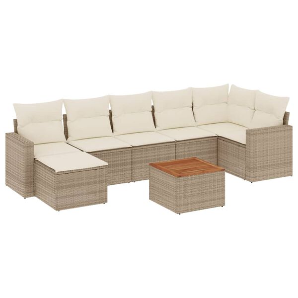 vidaXL Salon de jardin avec coussins 8 pcs beige r&eacute;sine tress&eacute;e