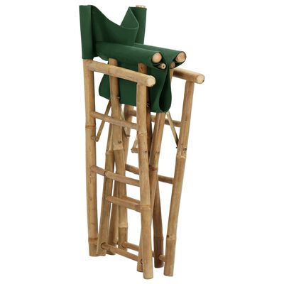 vidaXL Chaises pliables de directeur lot de 2 Vert Bambou et tissu