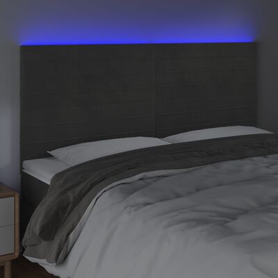 vidaXL Tête de lit à LED Gris foncé 160x5x118/128 cm Velours