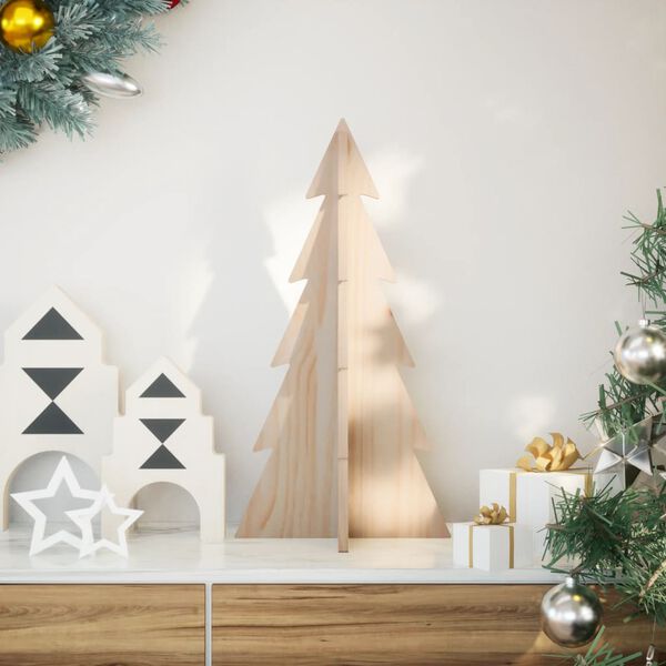 vidaXL Arbre de No&euml;l en bois pour d&eacute;coration 59,5cm bois massif de pin