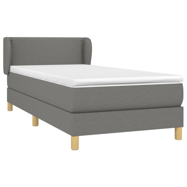 vidaXL Sommier &agrave; lattes de lit avec matelas Gris fonc&eacute; 80x200 cm Tissu