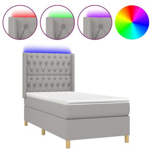 vidaXL Sommier &agrave; lattes de lit matelas LED Gris clair 80x200cm Tissu