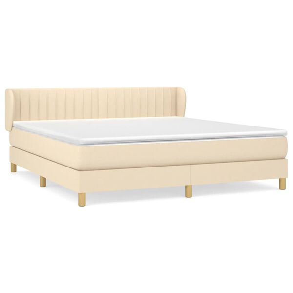 vidaXL Sommier &agrave; lattes de lit avec matelas Cr&egrave;me 160x200 cm Tissu