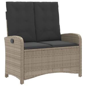 vidaXL Banc inclinable de jardin et coussins gris clair r&eacute;sine tress&eacute;e